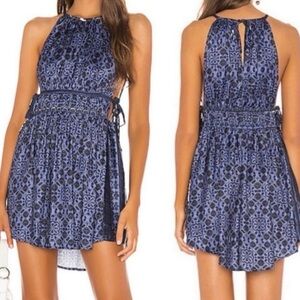 Free People Midsummer Day Side Tie Tunic Mini Dress Sz XS resortwear coastal
